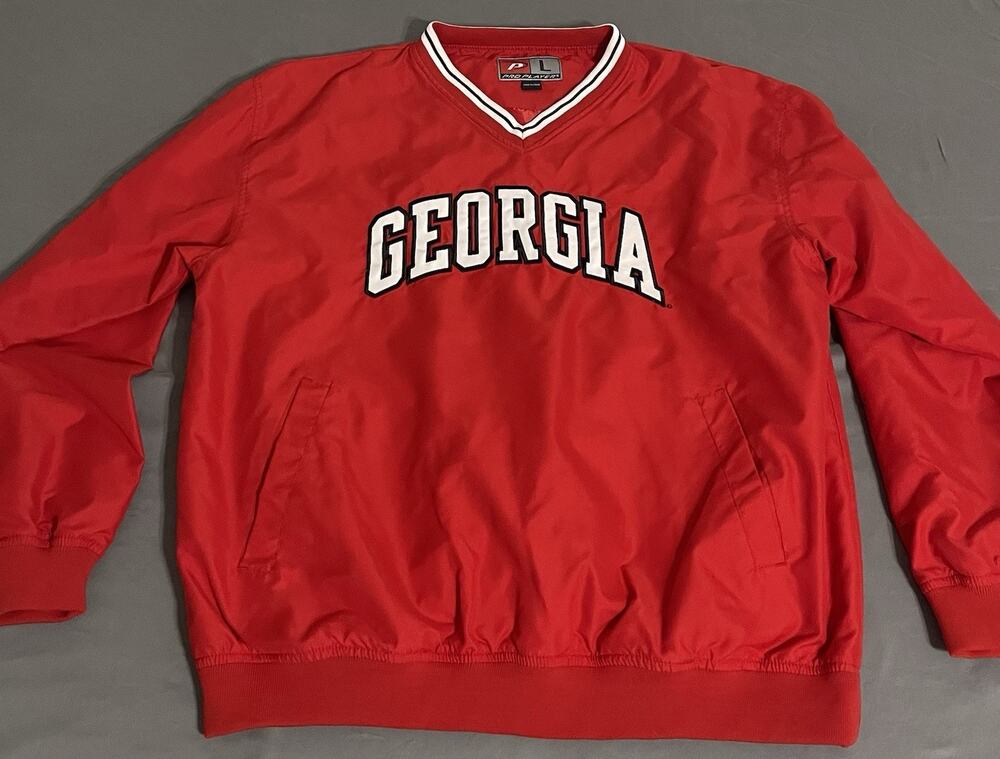 Pro Player Georgia Bulldogs Pullover Jacket Mens Large Red V-Neck UGA Spellout